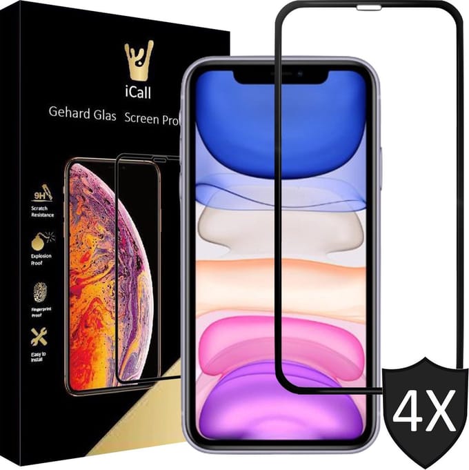 Screenprotector geschikt voor iPhone 11 / XR - 4x FullGuard Screen Protector