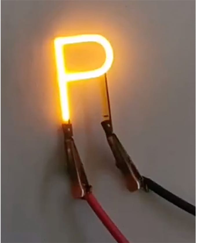 -P- COB LED 3V Filament Letter Geel 3 x 3 cm FPC 2200K 1W Warm-wit