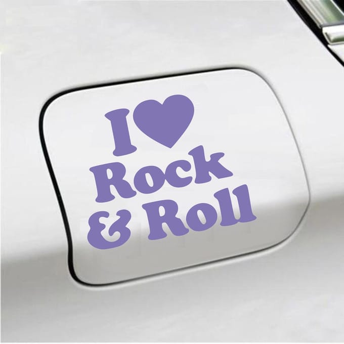 Bumpersticker - I Love Rock & Roll - 10,3 X 12,6 - Paars