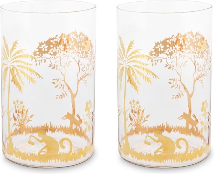 Pip Studio - La Majorelle Collectie - Set van 2 Long Drink glazen met gouden print