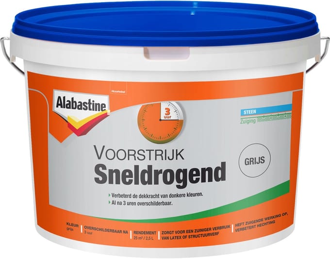 Alabastine Voorstrijk Sneldrogend - Grijs - 2,5 liter