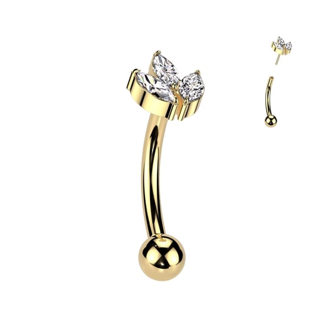Piercing titanium curved marquise 1.2x8 - goud - LMPiercings