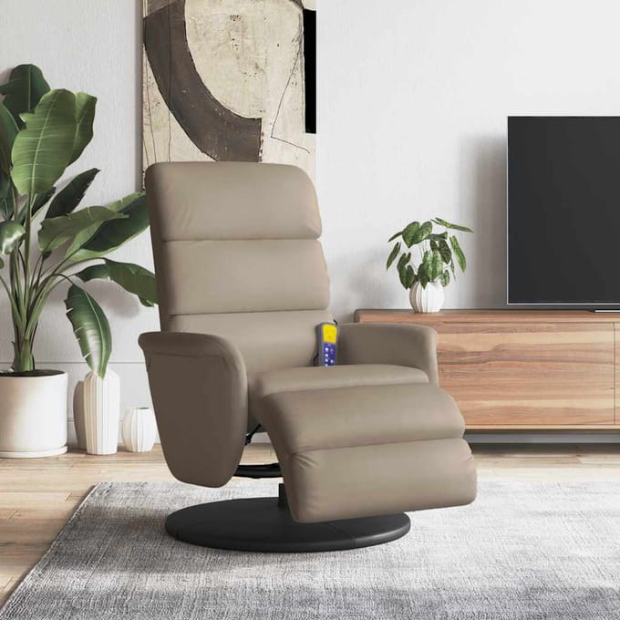 vidaXL - Massagestoel - verstelbaar - met - voetensteun - kunstleer - cappuccino