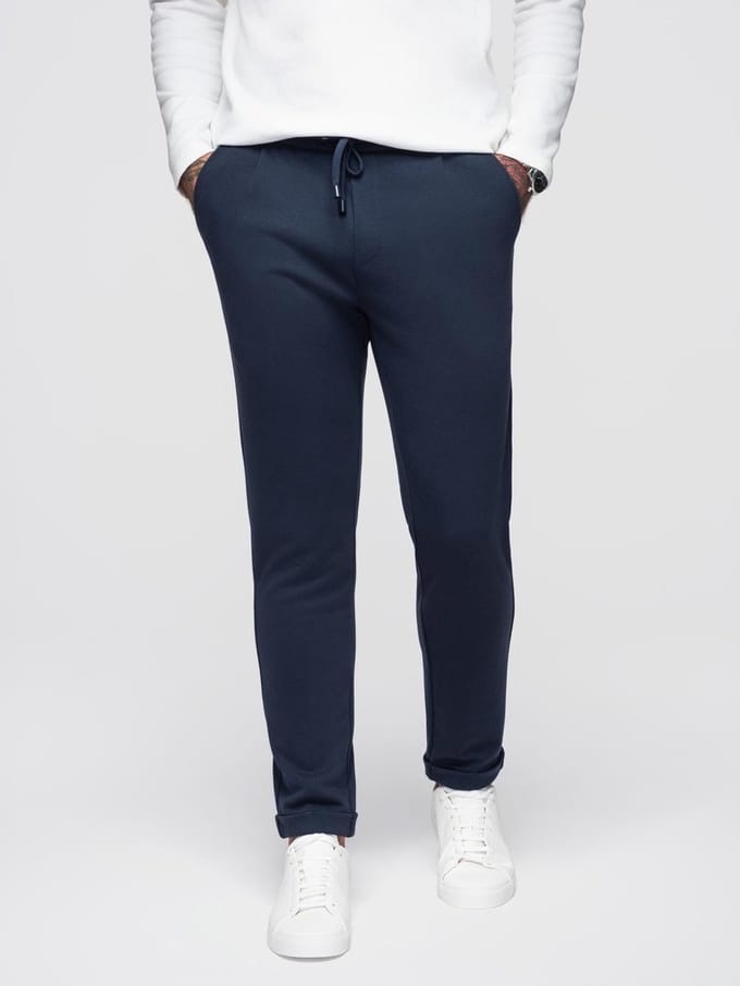 OMBRE Broek - Regular Fit - Viscose - Effen Marine M