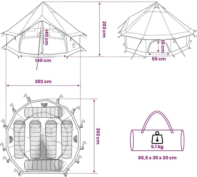 vidaXL - Tipi - Tent - 6-persoons - Bruin - Grijs - Polyester - en - Staal