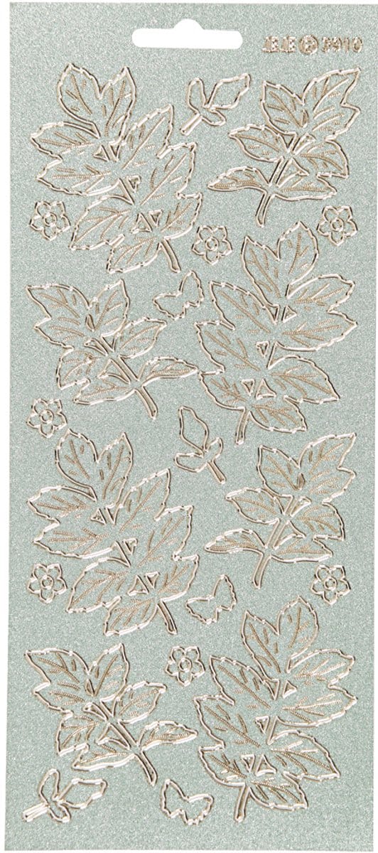 Stickers, bladeren, vel 10x23 cm, goud, 1 vel