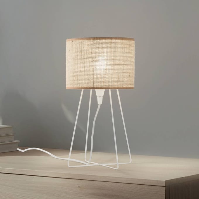 Duolla Tafellamp Trixi met draadframe wit/beige, stof, E14
