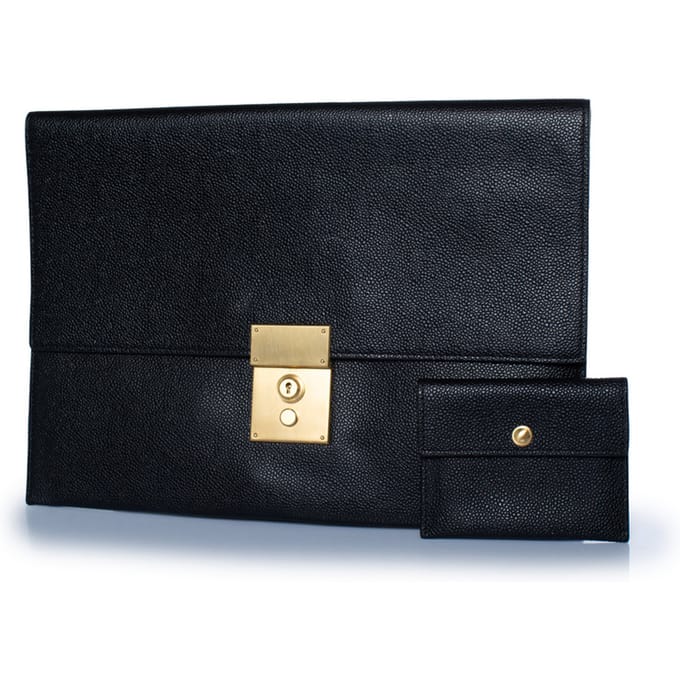 Thom Browne, clutch van structuurleer met portemonnee