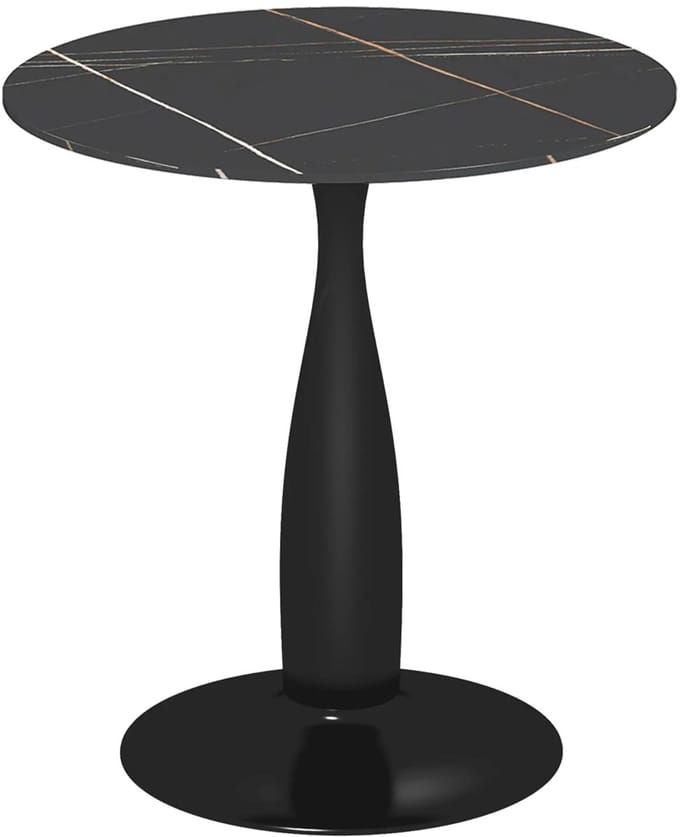 Sweiko Ronde Eettafel - MDF + staal - 70 x 70 x 74 cm - Zwart