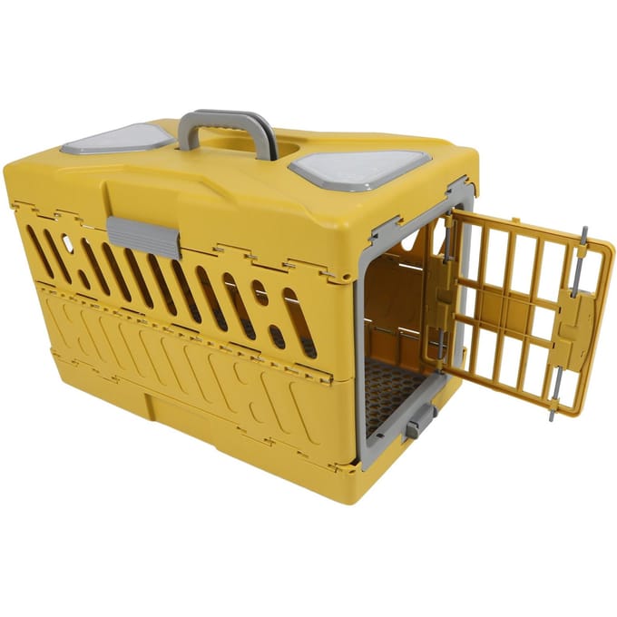 Inklapbare Kattenbench Grote Capaciteit Ademend Opvouwbare Hondenkennel Draagbaar Eenvoudige Installatie geel