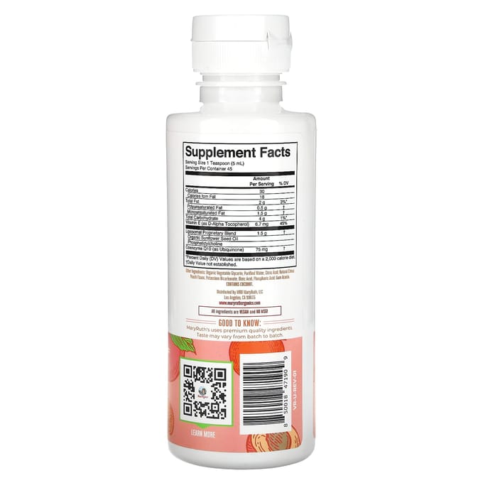 MaryRuth's CoQ10 Liposomaal, Citrus Perzik, 229 ml (225 ml)