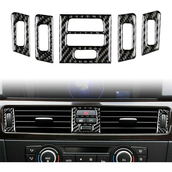 Koolstofvezelstijl Center Dash Air Vent Trim voor BMW 3-serie E90 E92 E93 05-12 gray
