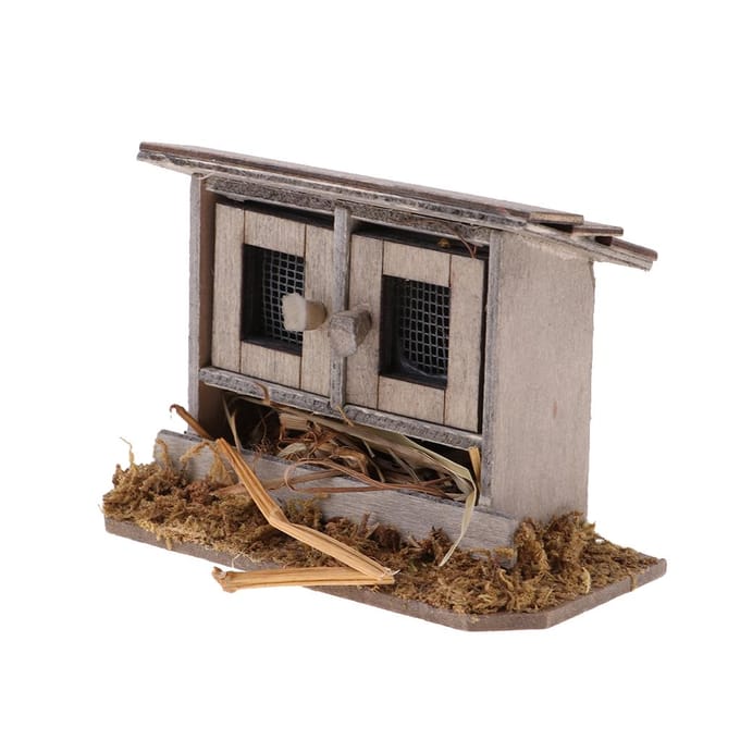 1/12 Miniaturen Poppenhuis Houten Simulatie Kippenhok Decoratie as described black