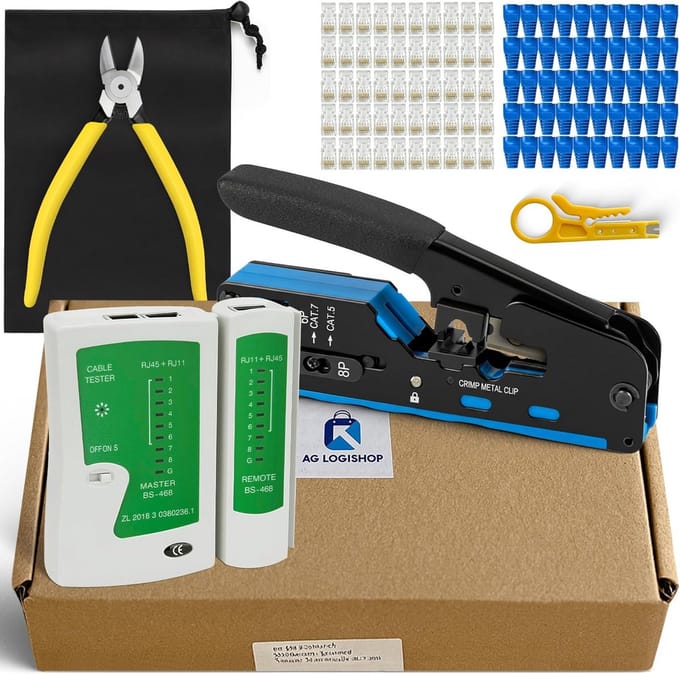 Compleet Netwerkkabel Krimpgereedschap Set met Kabeltester en RJ45 Connectoren
