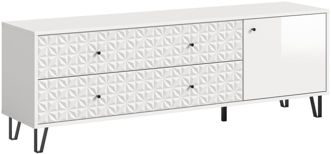 Modern Lowboard in Wit - Ruime Opbergkast met Laden en Deur - 164x56x40cm