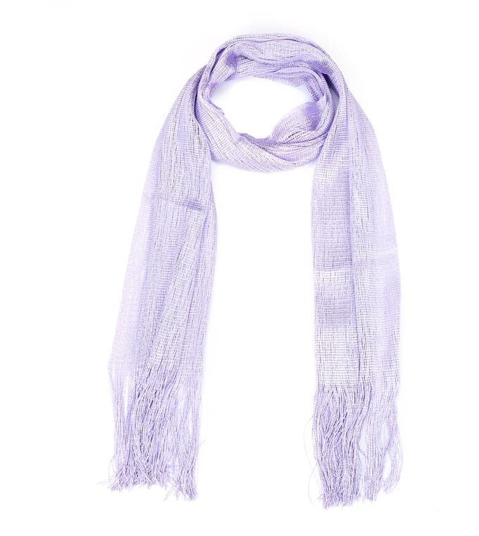 Luxe Lurex Sjaal met Lange Franjes (195x45cm) - Lila
