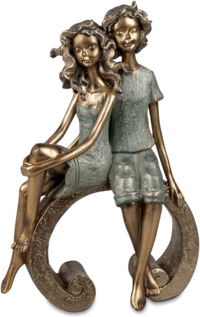 Beeld - Liefde - 33x22x10cm - Polyresin - Kinderen - Goud - Bronz - Kunst