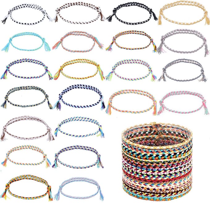 Geweven Katoen - Dailygoods- Vriendschapsarmbanden 22 stuks