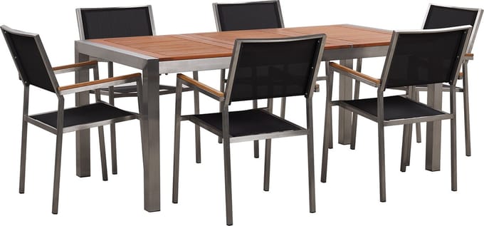 GROSSETO - Tuinset voor 6 - Grafietgrijs - RVS