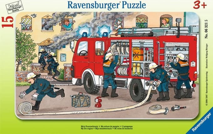 Ravensburger puzzel brandweerauto - kinderpuzzel karton 15 stukjes.