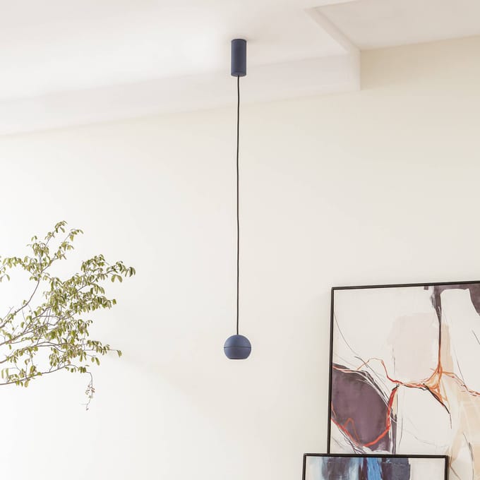 Lucande LED hanglamp Plarion, blauw, aluminium, Ø 9 cm