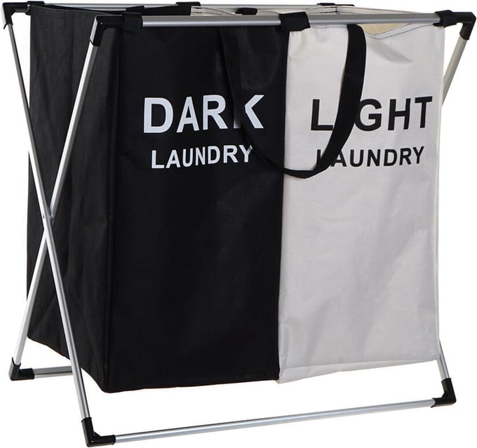 Items Wasmand Profi- 2x opvang waszak - 60 liter compartimenten - 61 x 37 x 63 cm - aluminium frame