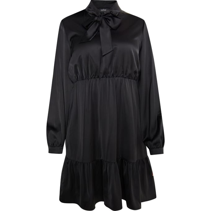 usha Midi-jurk met volant Dames zwart