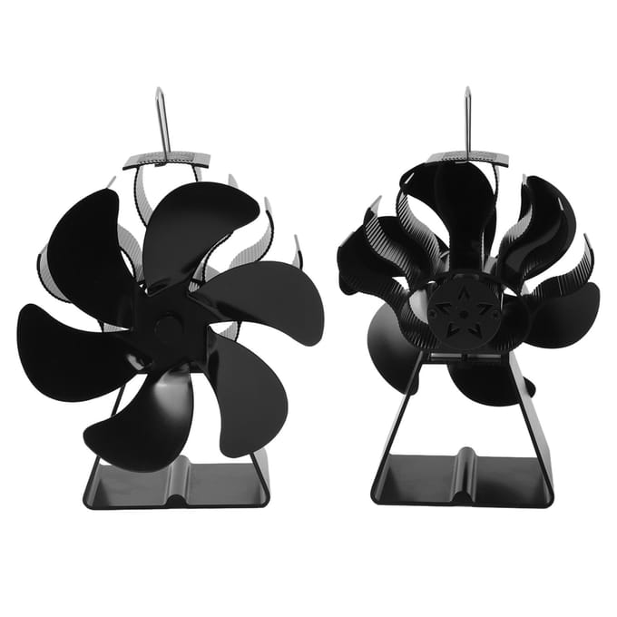 Open haard Kachelventilator 6 Bladen Stil Hittebestendig Hitteaangedreven Kachelventilator voor Houtblokken black