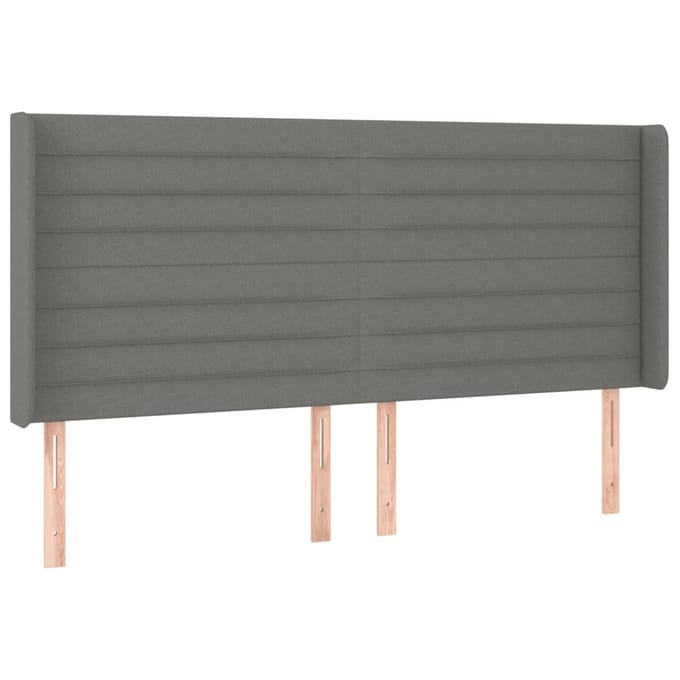 vidaXL - Hoofdbord - LED - 183x16x118/128 - cm - stof - donkergrijs
