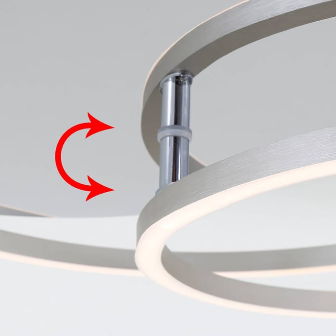 Briloner Leuchten FRAME - plafonnière dimbaar - plafondlamp draaibaar - incl. geheugenfunctie - LED 40 Watt - 3.200 lumen - chroom aluminium - Ø 30cm