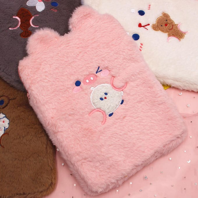 Pluche Tablettas voor Meisjes Schattig Patroon Meervoudige Bescherming Lichtgewicht Tablet Sleeve Case Tablet roze