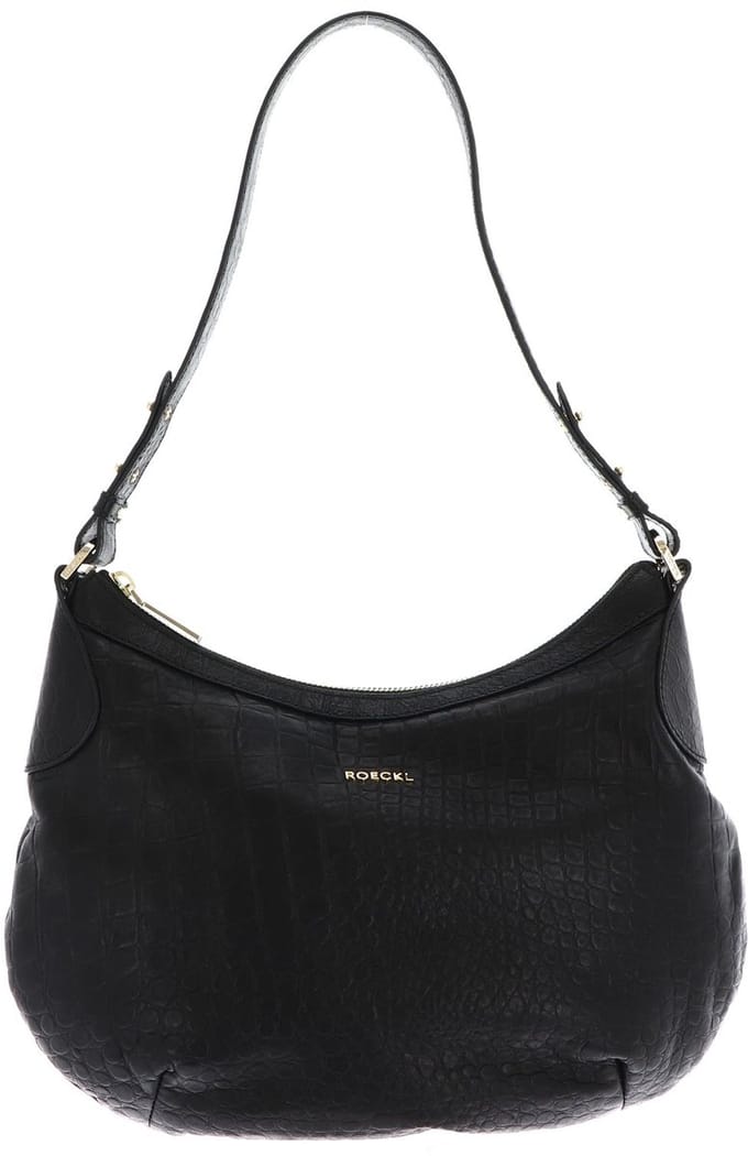ROECKL Leren schoudertas Liberty Shoulderbag Croco Black zwart