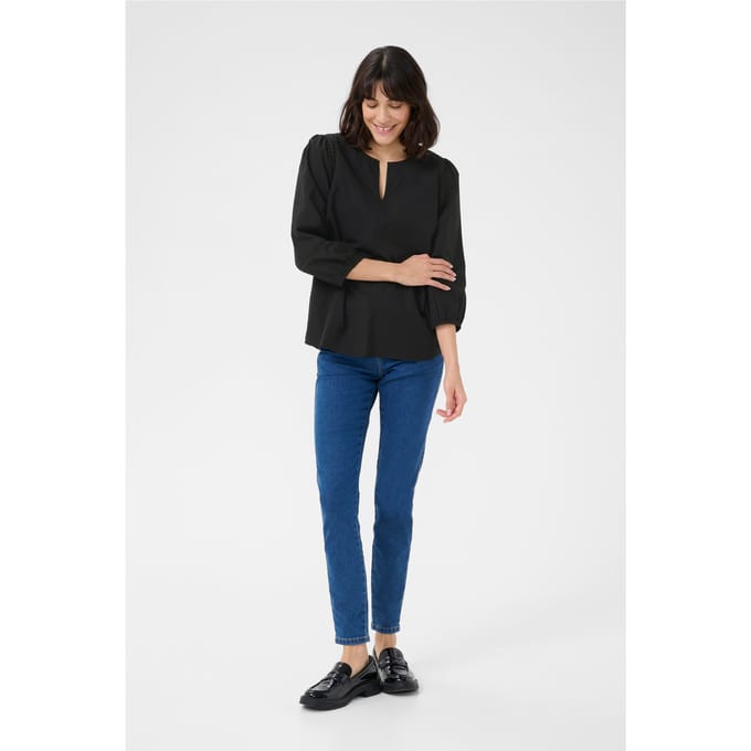 Blouse met lange mouwen Regular fit Black