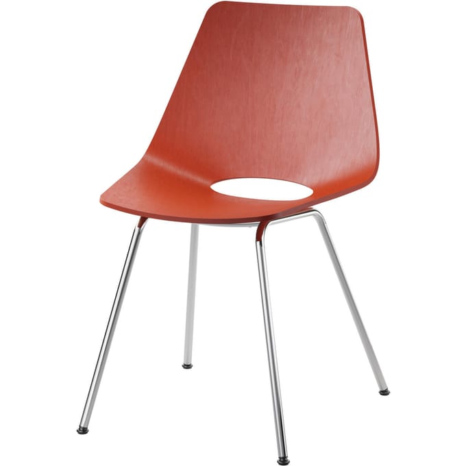 Thonet S 661 Stalen buisstoel - Beuken roestrood (TP 239) - chroom