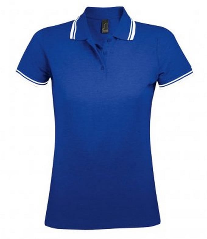 SOLS Dames/dames Pasadena getipt korte mouw Pique Polo Shirt (Koninklijk/Wit)