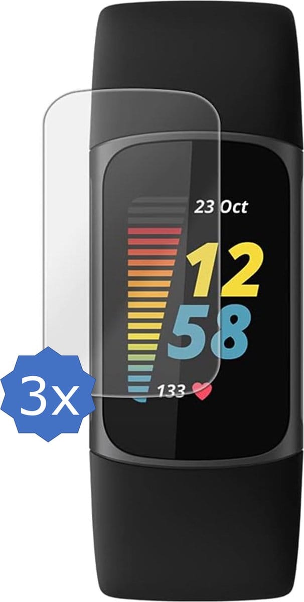 3x Screenprotector geschikt voor Fitbit Charge 5 - Folie Screen Protector geschikt voor Fitbit Charge 5
