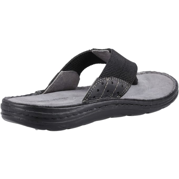 Hush Puppies Alan Toepost Leren Heren Zwarte Slippers