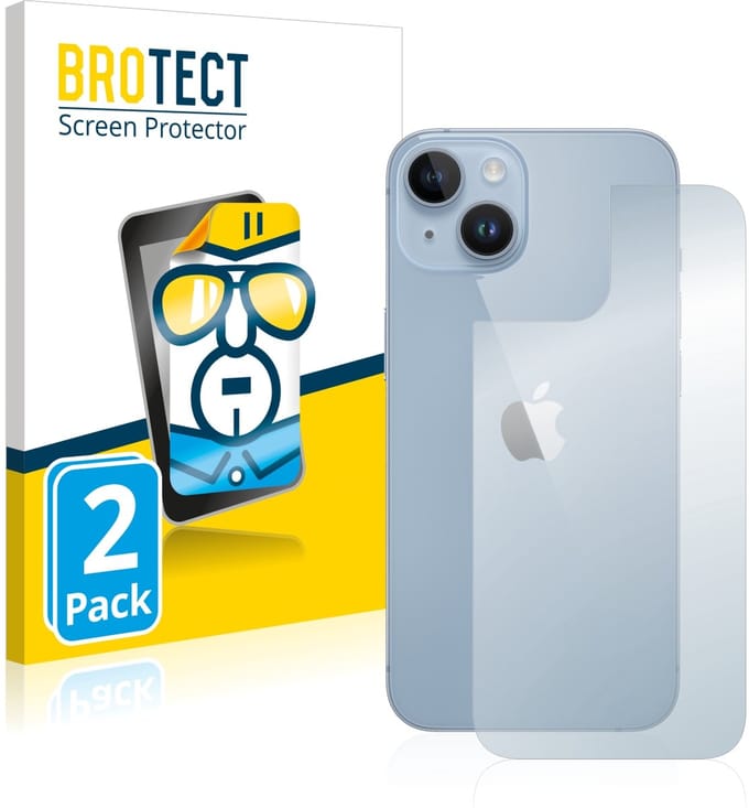 BROTECT - Screenprotector voor Apple iPhone 14 (Achterkant) - Folie Beschermfolie transparant 2 Stuks