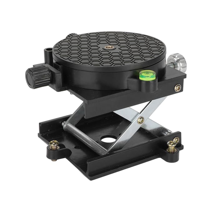 Hefplatform 360 graden rotatie 6,5 cm uitschuifbare schaarliftstandaard voor houtbewerking en snijwerk black