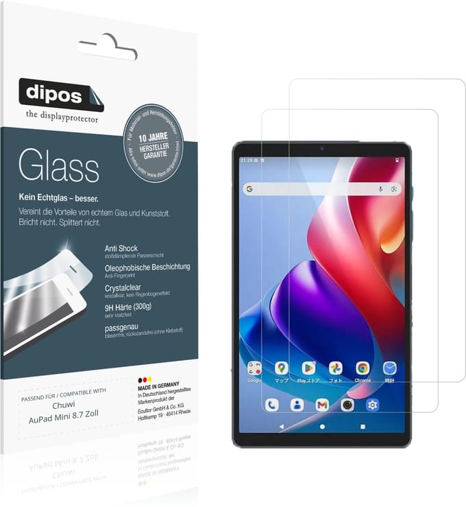dipos – 2x Pantserfolie geschikt voor Chuwi AuPad Mini 8.7 Zoll | 9H Screenprotector