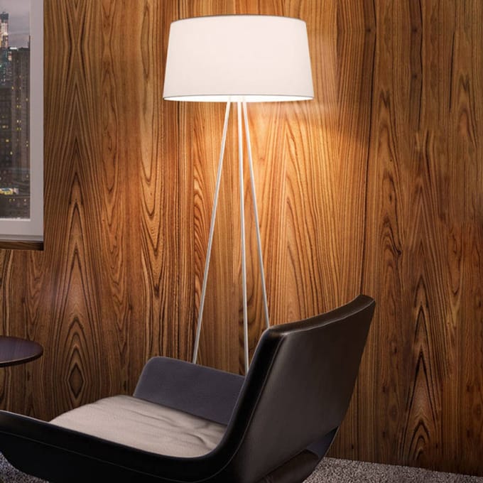 kdln vloerlamp Tripod, crème, hoogte 175 cm, dimmer