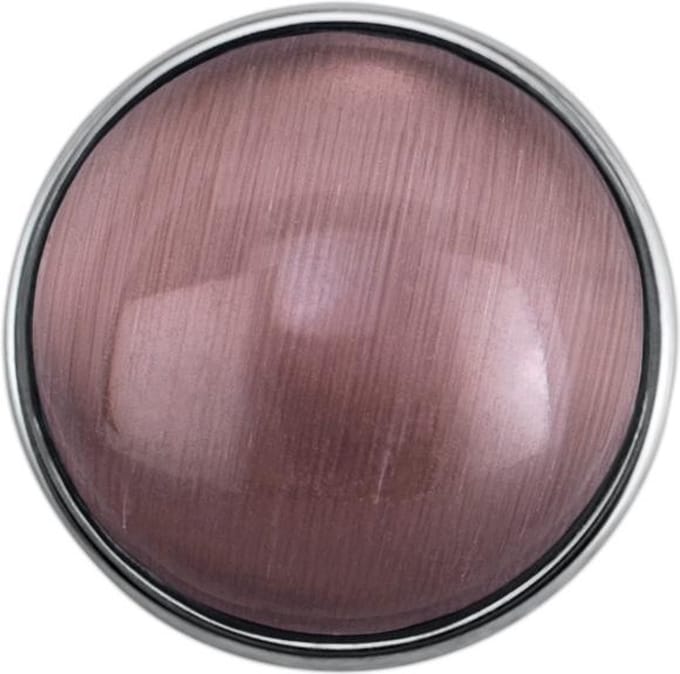 Quiges - Dames Click Button Drukknoop 18mm Glas Cat Eye Lichtpaars - EBCM133