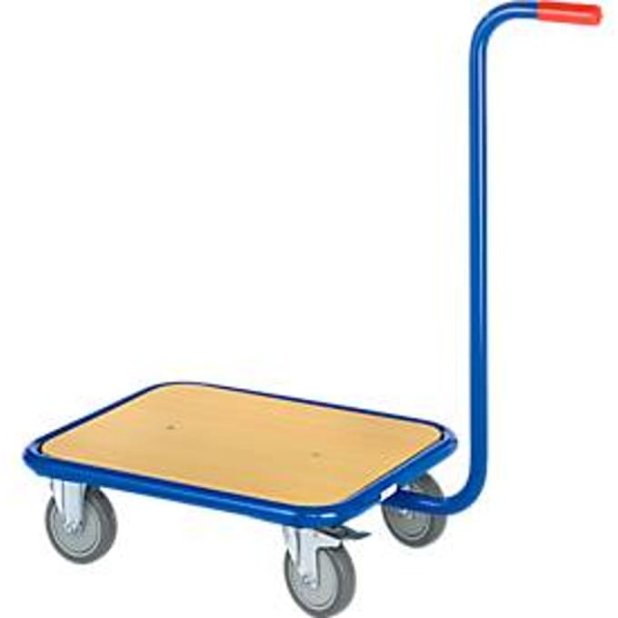 Handgreeproller met houten laadvlak