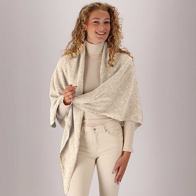 Gebreide omslagdoek - Dames - Woolwhite - Wool white / One Size