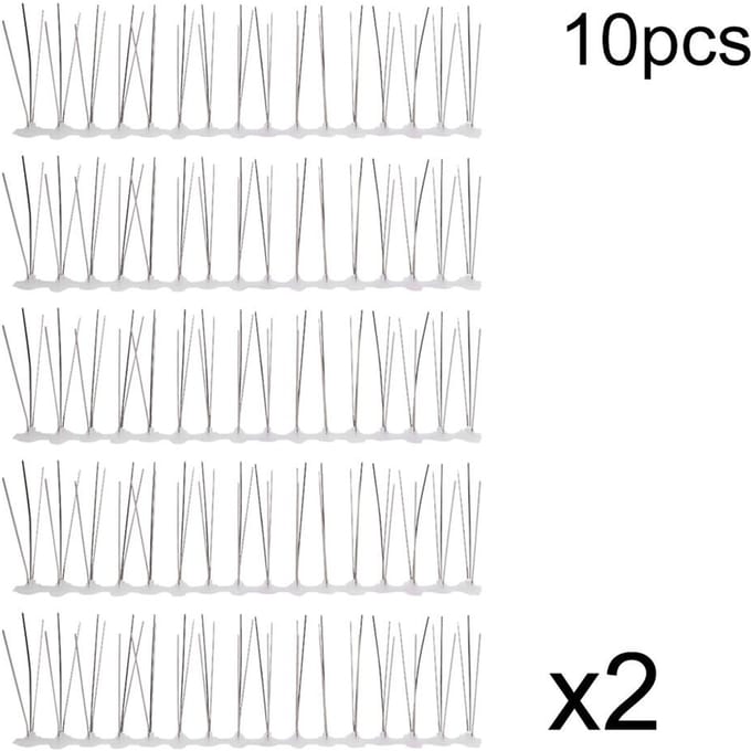 Lot de 10 pics anti-oiseaux en acier inoxydable de 30 cm pour extérieur white