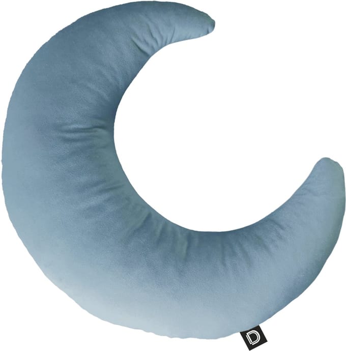 Decordruk VELVET Serie - Sierkussen - Kussen in Maanvorm - BLAUW