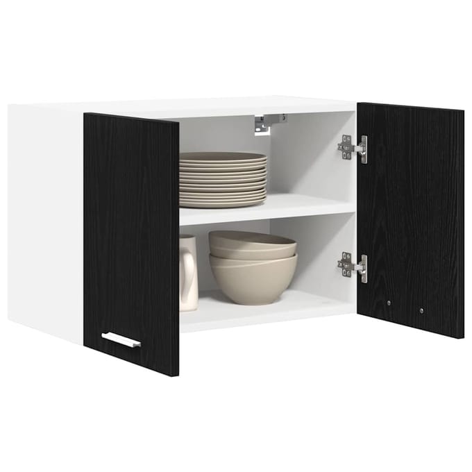 vidaXL - Hangkast - 2 - st - Zwart - Eiken - en - Wit - Bewerkt - hout