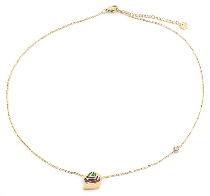 Ketting voor Kinderen - Cupcake - RVS - Lengte 35-41 cm - Goudkleurig