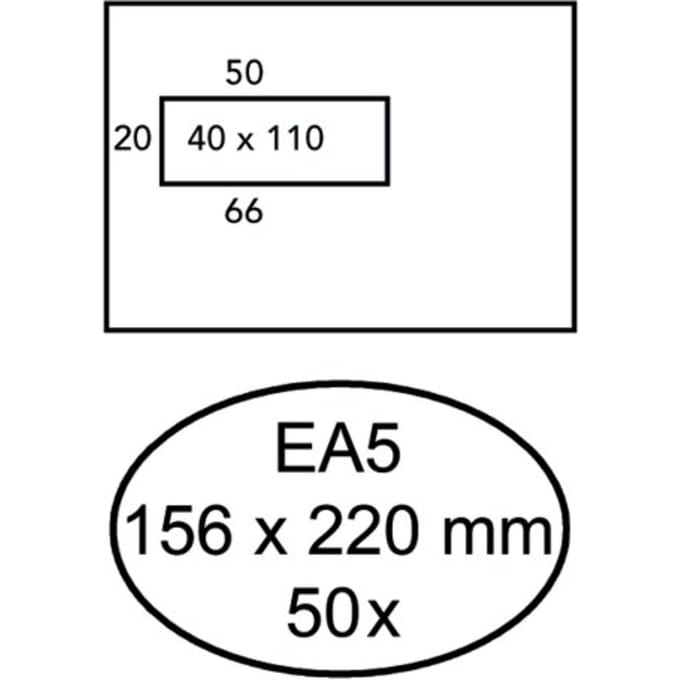Envelop Hermes EA5 156x220mm venster 4x11links zelfklevend 50 stuks