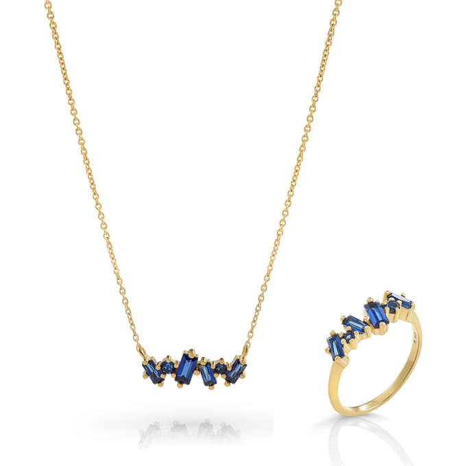 Orphelia 'Novel' Dames 925 Sterling Zilveren Set: Ketting + Ring - Gouden SET-7534